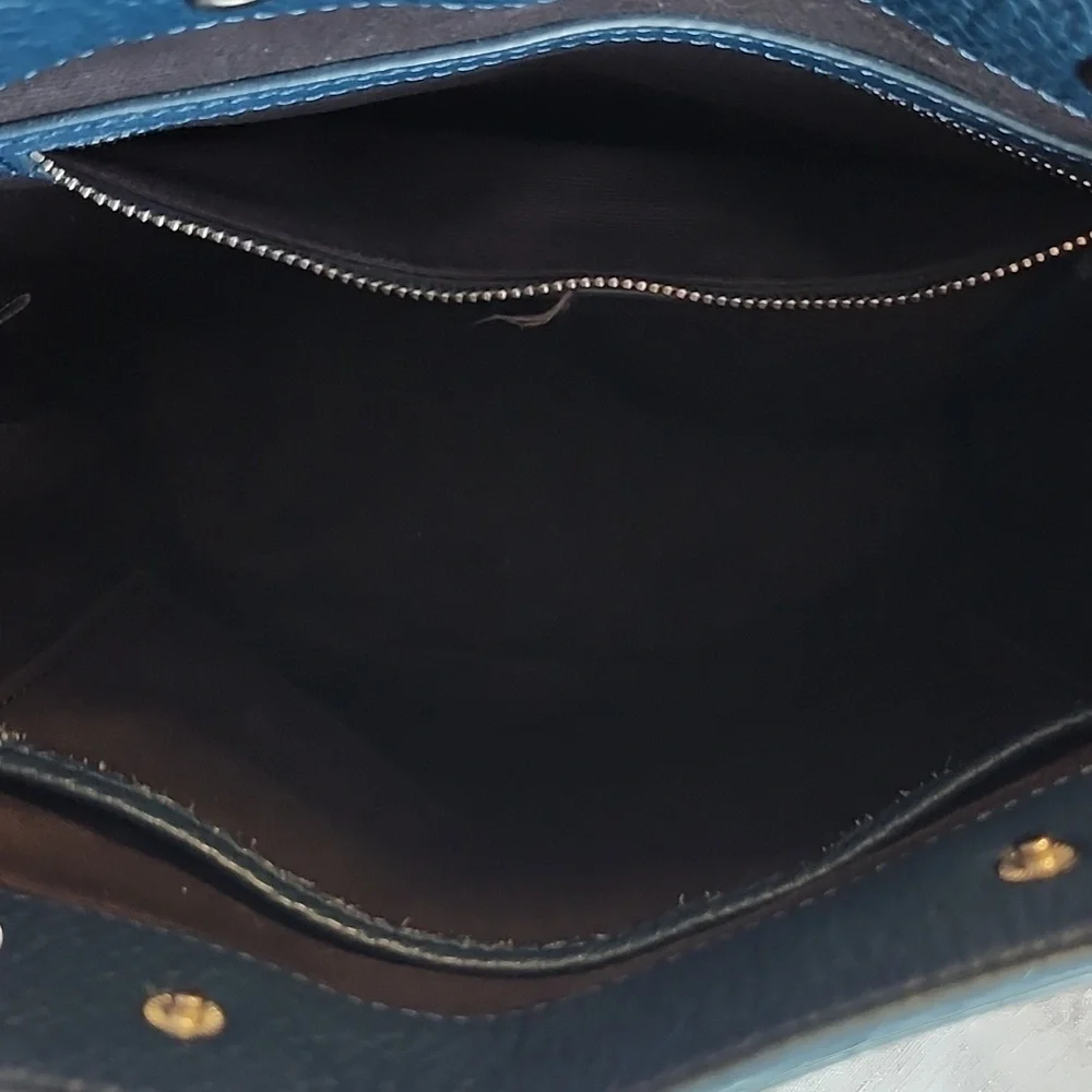 Steven Alan Ex Cond Blue Denim Pebble Leather Bucket Crossbody Bag, $64
